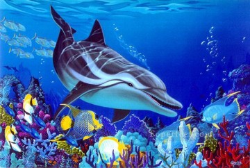Fish Aquarium Painting - amh0034D modern seabed world ocean